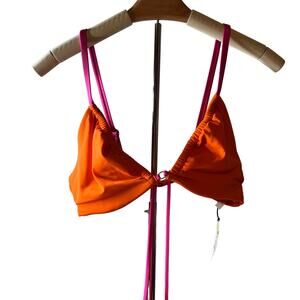Shade & Shore Women's Orange and Pink Strappy Bikini Top - Size 34B - NWT